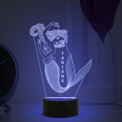 3D Mermaid Led Night Light with Multicolored Light Customized with Name Gift for Birthday Kid , Girl room decoe